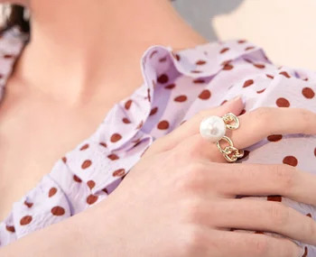 2021 тенденция на универсални метални необичайни цветни пръстени с изкуствени перли за жени, модни бижута (5 бр., безплатна доставка)