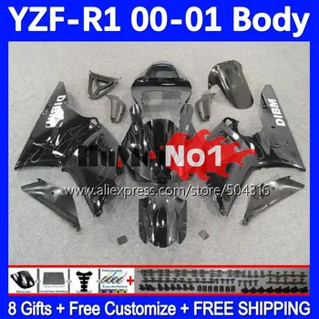 Бодикит за YAMAHA YZF-R1 black flames YZF R1 R 1 1000 cc 1000CC YZFR1 00 01 161MC.87 YZF1000 00-01 YZF-1000 2000 2001 Обтекател