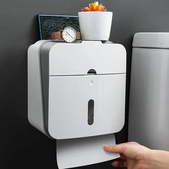 Креативната кутия за тоалетни кърпички полк за тоалетна хартия стенни неперфорированная картонена кутия за ролка тоалетна хартия, ръчна скоростна