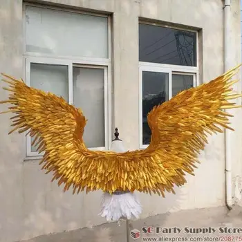 НОВОСТ!Облекло красиви Златни криле от пера ангел за сватбена Фотография, Вечерни бижута, Безплатна доставка EMS