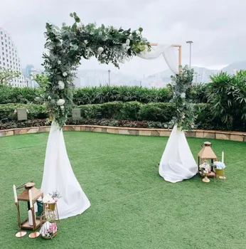 открит тревата квадратни арка САМ полк цвете поставка за сватбени сценични декори метална стойка рамка с фалшиви цветя, декоративна