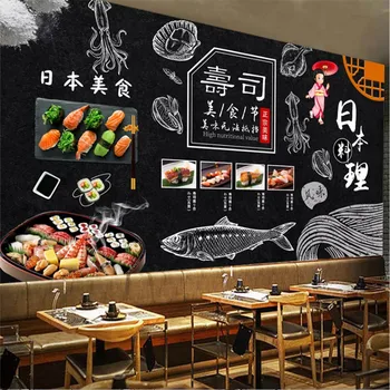 Японската Кухня е Пропаганда Тапети 3D Суши Бар Ресторант Izakaya Индустриален Декор на Черен Фон Стенни Тапети 3D